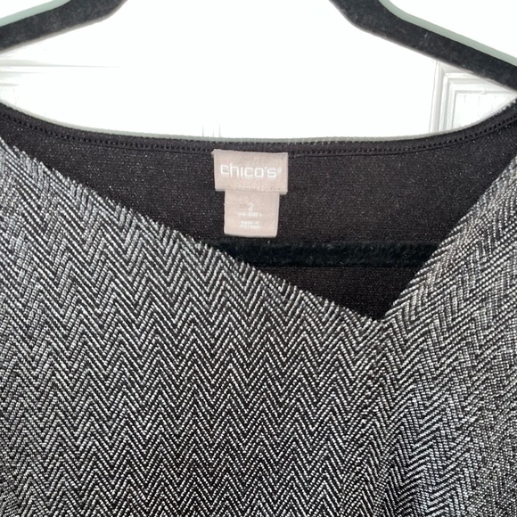 Chico's Elegant Pull Over Herringbone Knit Top Size 2 - Picture 2 of 3